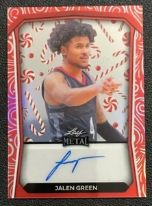 JALEN GREEN 2024 LEAF METAL HOLIDAY EXCLUSIVE AUTO CANDY CANE PRISMATIC 1/1 SP - Picture 1 of 2