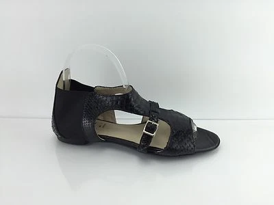 Sandálias femininas de couro preto AGL 37 - Imagem 1 de 4