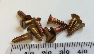 1/2”x6  LIGHT BRONZE C/SUNK HEAD SLOTTED VINTAGE STEEL SCREWS NETTLEFOLDS 10no - Picture 1 of 1