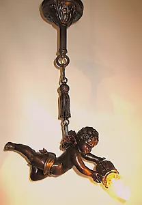 Breathtaking Vintage Cherub / Cupid Chandelier/Hanging Lamp - fully restored - Picture 1 of 14