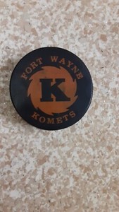 Fort Wayne Komets early to mid 1980's (IHL) official game used puck