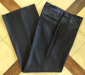 Pantalones de vestir BOGARI azul marino a rayas seda/rayón pierna ancha con bolsillos (10) - Imagen 1 de 6