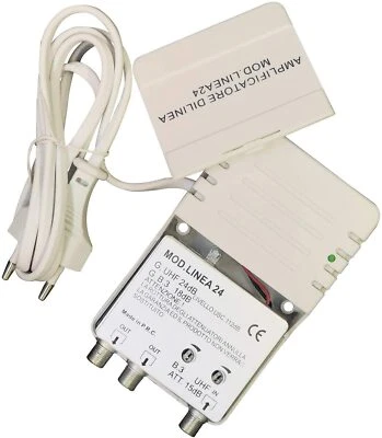 AMPLIFICATORE ANTENNA TV SEGNALE TV DIGITALE TERRESTRE DI LINEA INTERNO 2 USCITE - Immagine 1 di 3