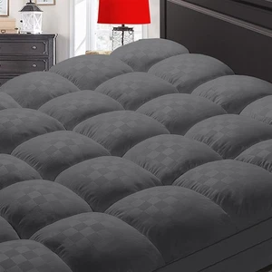 Queen Size Mattress Topper, With Down Alternative Filling, Grey - Picture 1 of 1