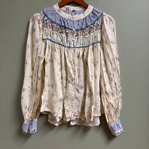 Free People Womens Cottagecore Paloma Printed Top Size M Prairie Peasant Boho - Picture 1 of 10
