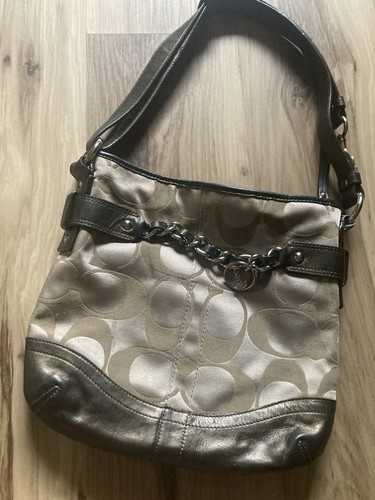 Borsa a tracolla Coach Signature catena metallica borsone tracolla F19730