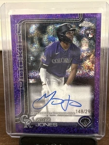 2025 Topps Chrome Greg Jones Rookie Auto RC Purple Speckle Refractor #106/299 - Picture 1 of 2