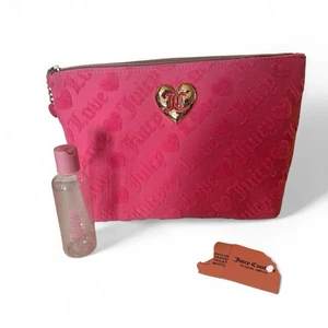 Juicy Couture Pink Velvet Love Travel Cosmetic Makeup Bag Set w/ mini bottle - Picture 1 of 8