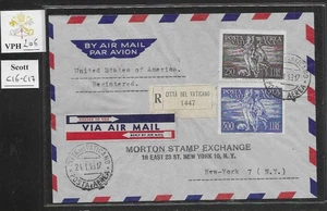 VPH_206. VATICAN. 1949 cover to USA w. cplt. 1949 TOBIA set. Scott C16-C17. - Picture 1 of 1