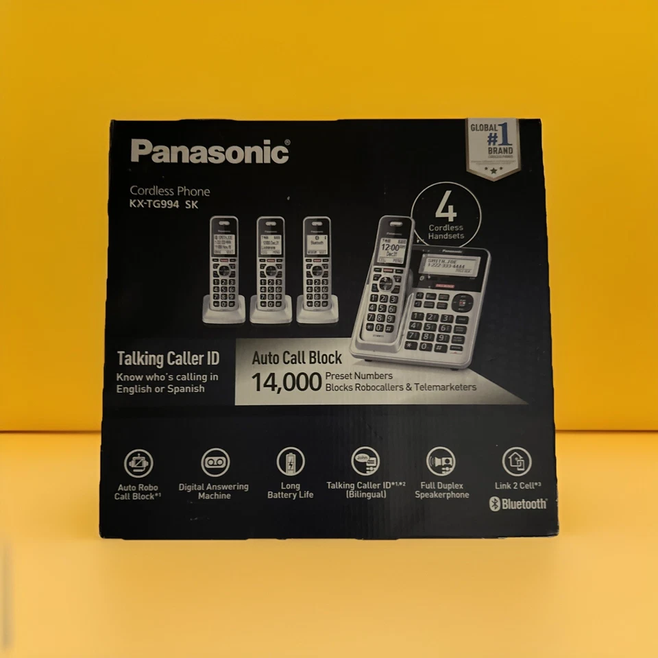 Panasonic DECT 6.0 Bluetooth 4-Handset Phone Bundle-Box Ware - Image 1 of 2