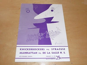 1950 1951 SYRACUSE NATS AT KNICKS NBA BASKETBALL PROGRAM DOLPH SCHAYES EX-MINT - Picture 1 of 1