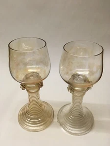 2 alte Nuppengläser, Römer, Weingläser, Jugendstil, Theresienthal, um 1900 - Bild 1 von 5