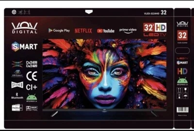 SMART TV TELEVISIONE 32” POLLICI HD VOV , PRIME, NETFLIX ANDROID 14 DOLBY SLIM - Immagine 1 di 2