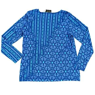 Топ Bob Mackie синий с длинным рукавом размер маленький - Изображение 1 из 4