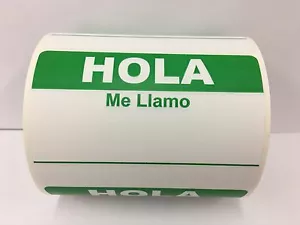 Etichette identificative targhetta nome HOLA ME LLAMO verde | 2"x3-1/2" | 300/Rotolo - Foto 1 di 3