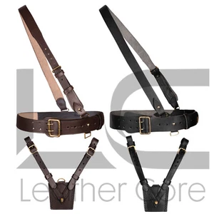 British Military Genuine Leather Sam Browne Belt With Crossover Shoulder Strap - Picture 1 of 7