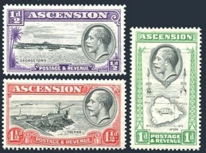 Ascension 23-25, hinged. Michel 22-24. George V, 1934. Views, Map-turtle, Bird. - Picture 1 of 1