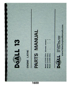 DoALL 13" Engine Lathe LD1320, LD1340, & LD1360 Parts List Manual #1600 - Picture 1 of 12
