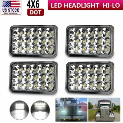 Faro LED negro DOT de 4x6 pulgadas para camión Freightliner clásico FLB Western Star Foto 1 de 4