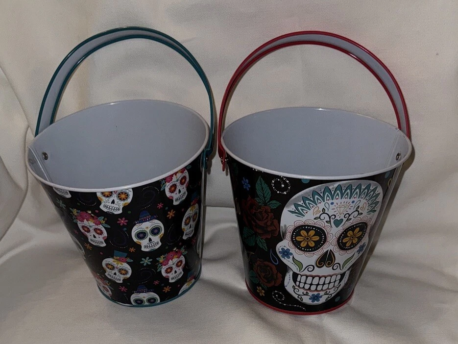 2 Cubos de hojalata Día de los Muertos Calavera Día de los Muertos NUEVO Foto 1 de 1