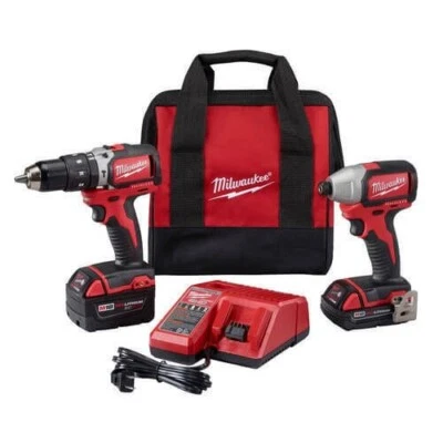 Milwaukee 2893-22CX M18 2-Tool Combo Kit Hammer Drill, Impact Driver 2 Batteries - Image 1 of 4