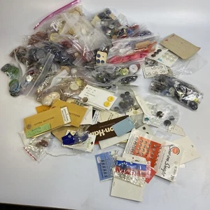Huge Lot Vintage Sewing Buttons Snaps Many on Cards Junk Drawer - Picture 1 of 7