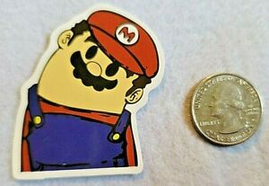 Caricature Mario avec tête intitulée super mignon autocollant thème de jeu vidéo autocollant génial
