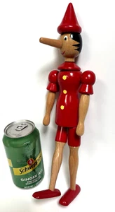 Vintage Large Pinocchio jointed Figurine Wooden Doll decor 12” Made in Italy - Picture 1 of 7