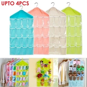 16 Pockets Hanging Shoe Rack Storage Bag Hanger Holder Rear Wardrobe Organizer - Picture 1 of 16