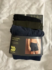 All In Motion Men's Mesh Panel Boxer Briefs - 3 Pack Size-SM Black/Olive /Blue - Picture 1 of 3