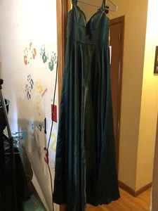stacees dress emerald green floor length prom wedding bridesmaid - Picture 1 of 5
