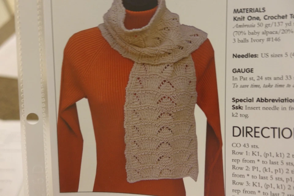 Knit One Crochet Too Knitting Pattern Bear Paw Reversible Scarf  - Image 1 of 1