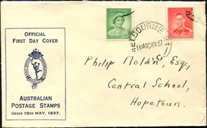 Australia Oficial KGVI & QE II 1937 Juego de 2 Dirigidos FDC, Muy Buen Estado - Imagen 1 de 1