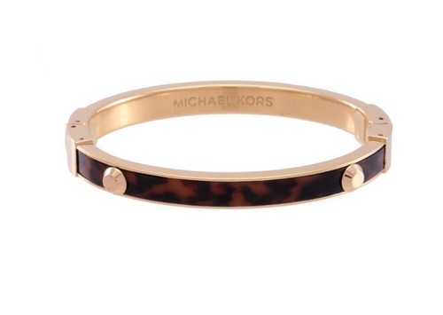 NUOVO BRACCIALE BRACCIALETTO MICHAEL KORS ACETATO TARTARUGA TONO ORO CERNIERA OVALE MKJ4126