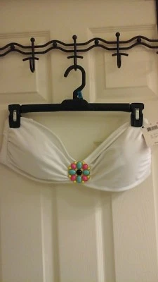 Top de bikini Joe Boxer, para mujer talla XXL blanco, broche de piedra, acolchado, nuevo con etiquetas $20 Foto 1 de 3
