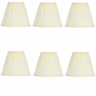 Pantalla de araña con clip de 5 pulgadas de seda plisada crema (juego de 6) Foto 1 de 4