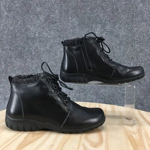 Propet Boots Womens 7H Delaney Lace Up Ankle Bootie WFV002L Black Leather Flats - Picture 1 of 17