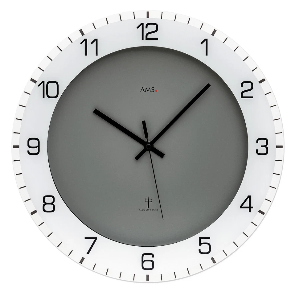 AMS 5595 Wanduhr Funkuhr analog Kunststoffgehäuse anthrazit Mineralglas rund - Bild 1 von 1