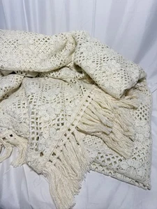 Peacock Alley Vintage Crotchet Floral Fransen Bed Coverlet Beautiful Luxury Line - Bild 1 von 5