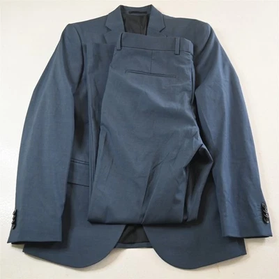 Terno calça jaqueta masculina fina elástica azul H&M 36R 36x32 - Imagem 1 de 4