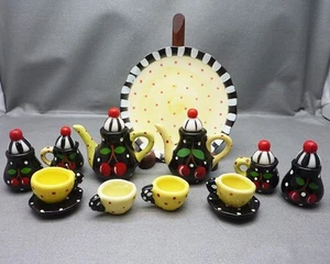 Vintage Mary Engelbreit Porcelain Cherry Miniature Tea Set 19 pieces - Picture 1 of 12