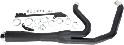 Bassani 2-1 Black 4" Road Rage Megaphone Exhaust for 06-17 Harley Dyna FXDC FXDL - Image 1 of 3