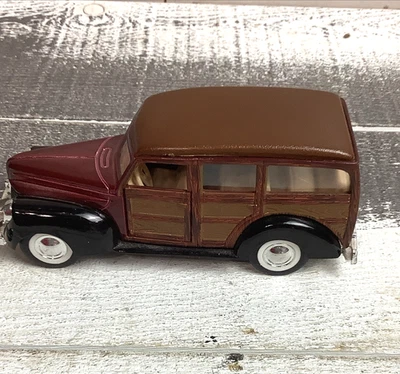 1940 Ford деревянный универсал литой автомобиль коричневый темно-бордовый деревянная панель Deluxe винтажная модель - Изображение 1 из 4