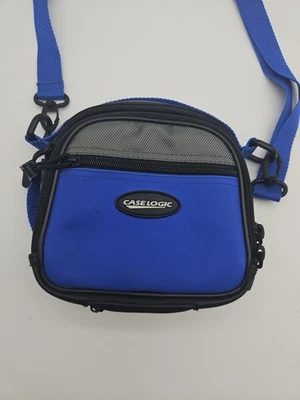 Vintage Case Logic Portable 90's Blue Grey Black Shoulder Carrying Zipper CD Bag - Image 1 of 4
