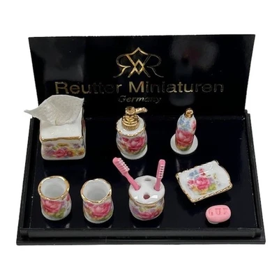 Dolls House Dresden Rose Bathroom Accessories (RP16176) - 1:12 Scale Miniatures - Image 1 of 3