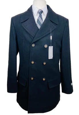 $395 NEW MICHAEL KORS Mens 38R Black Double Breast 33" Length Overcoat Jacket - Image 1 of 4