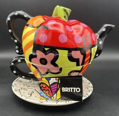 Romero Britto  Ceramic Tea For One Apple Teapot  2008 **READ** - Image 1 of 4