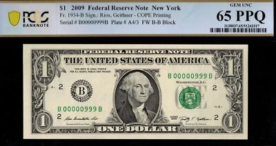 2009 $1 FRN B00000999B P.C.G.S #65PPQ - Image 1 of 3