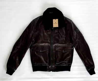 Belstaff Chart Shearling Trimmed Leather Aviator Jacket 38 UK 48 IT Medium £1295 - Image 1 of 4