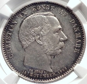1888 DENMARK King Christian IX 25th Anniversary Silver 2 Kroner Coin NGC i70017 - Picture 1 of 5